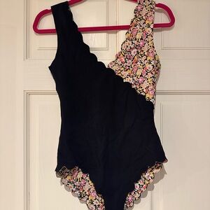 Marysia Swim Black and Pink Floral Swimsuit